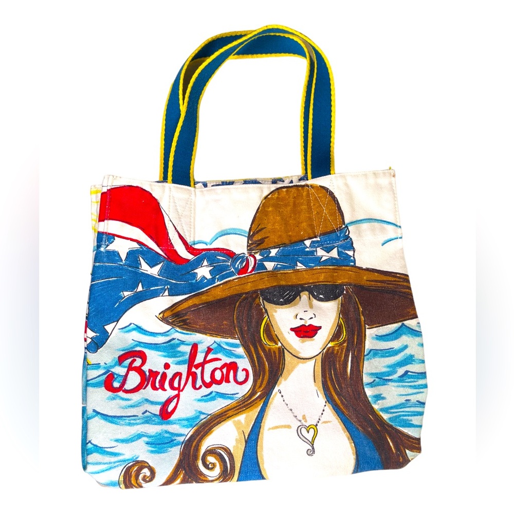 Brighton Women's Illustrated Beach Tote in Blue, Brown, Red, Yellow